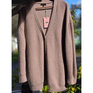 NWT Quince Mongolian Cashmere Oversized Boyfriend Cardigan Mink Pink Large HTF